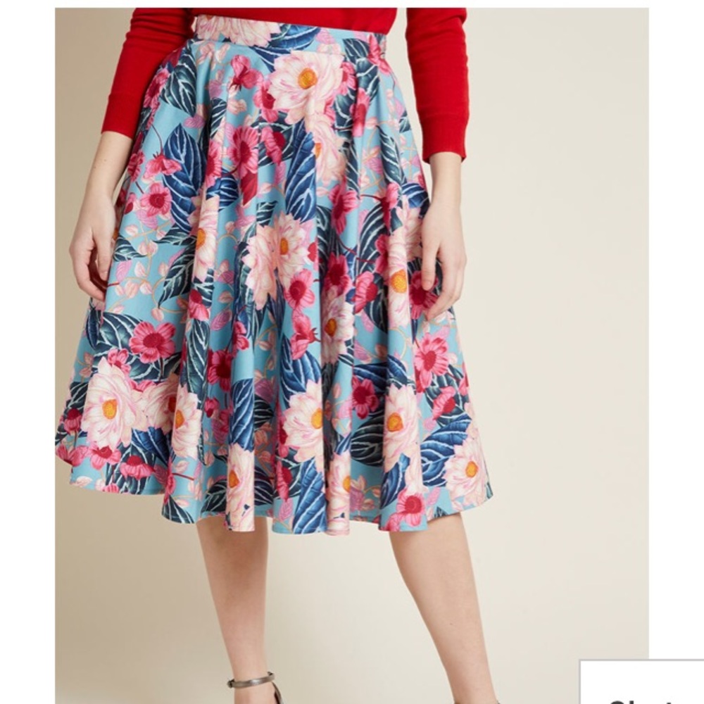 Hell Bunny Nostalgic Awe A-Line Skirt in Tropical